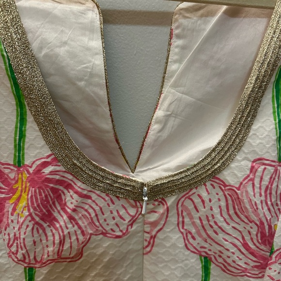 Lilly Pulitzer Janice shift Dress Clover cup Gold soutache Hawaiian size 10 - Picture 7 of 9